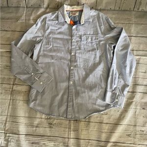 Original penguin heritage slim fit long sleeve Chambray Blue shirt 👔 Size Lg